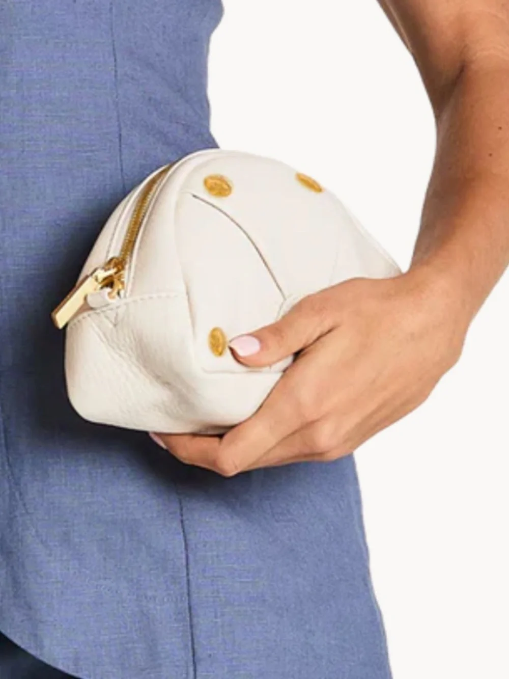 Hammitt Shelly Leather Calla Lilly White Cosmetic Pouch/Clutch - NEW w/tags